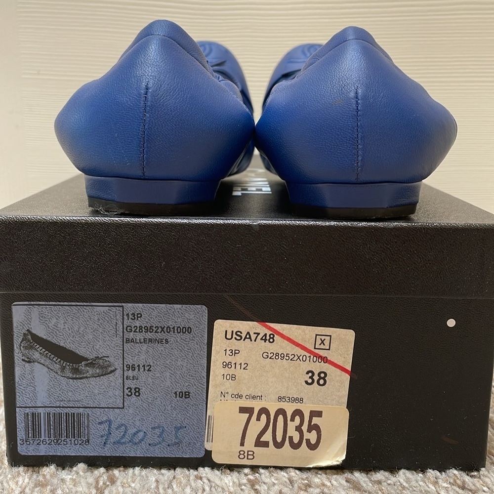 Chanel Classic Captoe Stretch Scrunch Ballerina Ballet Flats Blue Size 38 - Picture 7 of 10